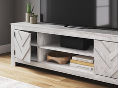 Cayboni Whitewash LG TV Stand w/Fireplace Option - Ornate Home