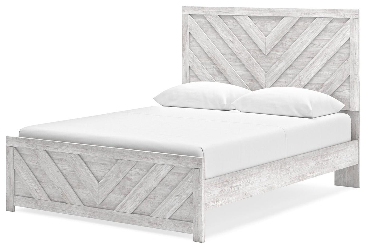 Cayboni Whitewash Queen Panel Bed, Chest and Nightstand - Ornate Home