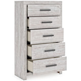 Cayboni Whitewash Queen Panel Bed, Dresser, Mirror, Chest and Nightstand - Ornate Home