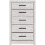 Cayboni Whitewash Full Panel Bedroom Set with Dresser, Mirror, Chest and Nightstand - Ornate Home