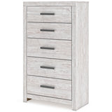 Cayboni Whitewash Full Panel Bedroom Set with Dresser, Mirror, Chest and Nightstand - Ornate Home