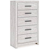 Cayboni Whitewash Full Panel Bedroom Set with Dresser, Mirror, Chest and Nightstand - Ornate Home