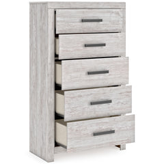 Cayboni Whitewash Queen Panel Bed, Dresser, Mirror, Chest and Nightstand - Ornate Home