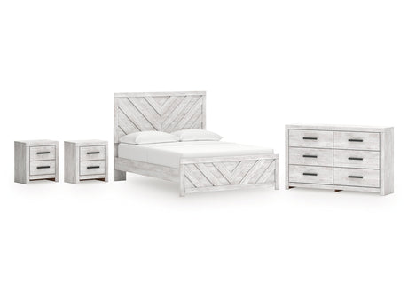 Cayboni Whitewash Queen Panel Bedroom Set with Dresser and 2 Nightstands - Ornate Home