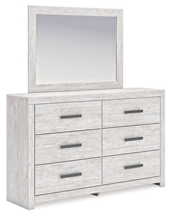 Cayboni Whitewash King Panel Bedroom Set with Dresser and Mirror - Ornate Home