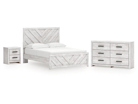 Cayboni Whitewash Queen Panel Bedroom Set with Dresser and Nightstand - Ornate Home