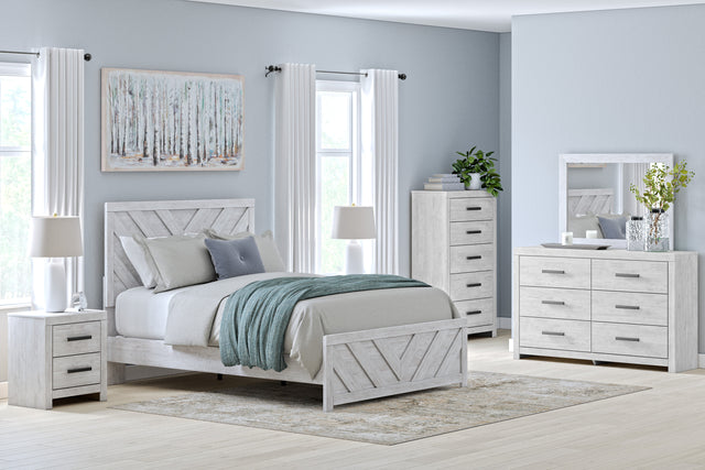 Cayboni Whitewash Twin Panel Bedroom Set with Dresser, Mirror and Nightstand (Online Special Price) - Ornate Home