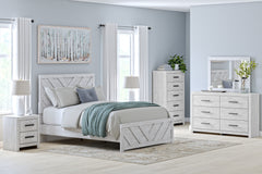 Cayboni Whitewash Twin Panel Bedroom Set with Dresser, Mirror and Nightstand - Ornate Home