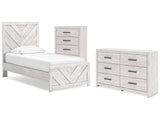 Cayboni Whitewash Twin Panel Bedroom Set with Dresser and Chest - Ornate Home