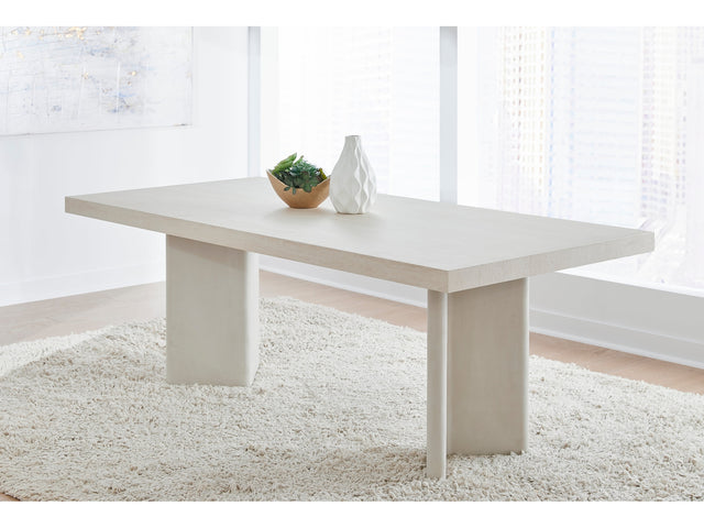 Caye Sintered Stone/Ivory Double Pedestal Dining Table - Ornate Home
