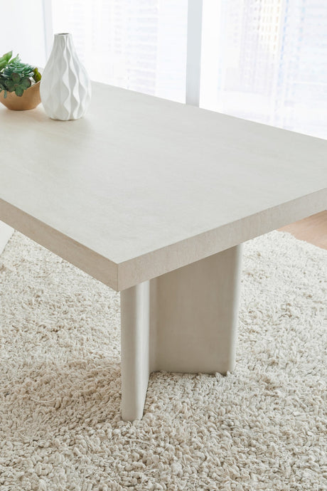 Caye Sintered Stone/Ivory Double Pedestal Dining Table - Ornate Home