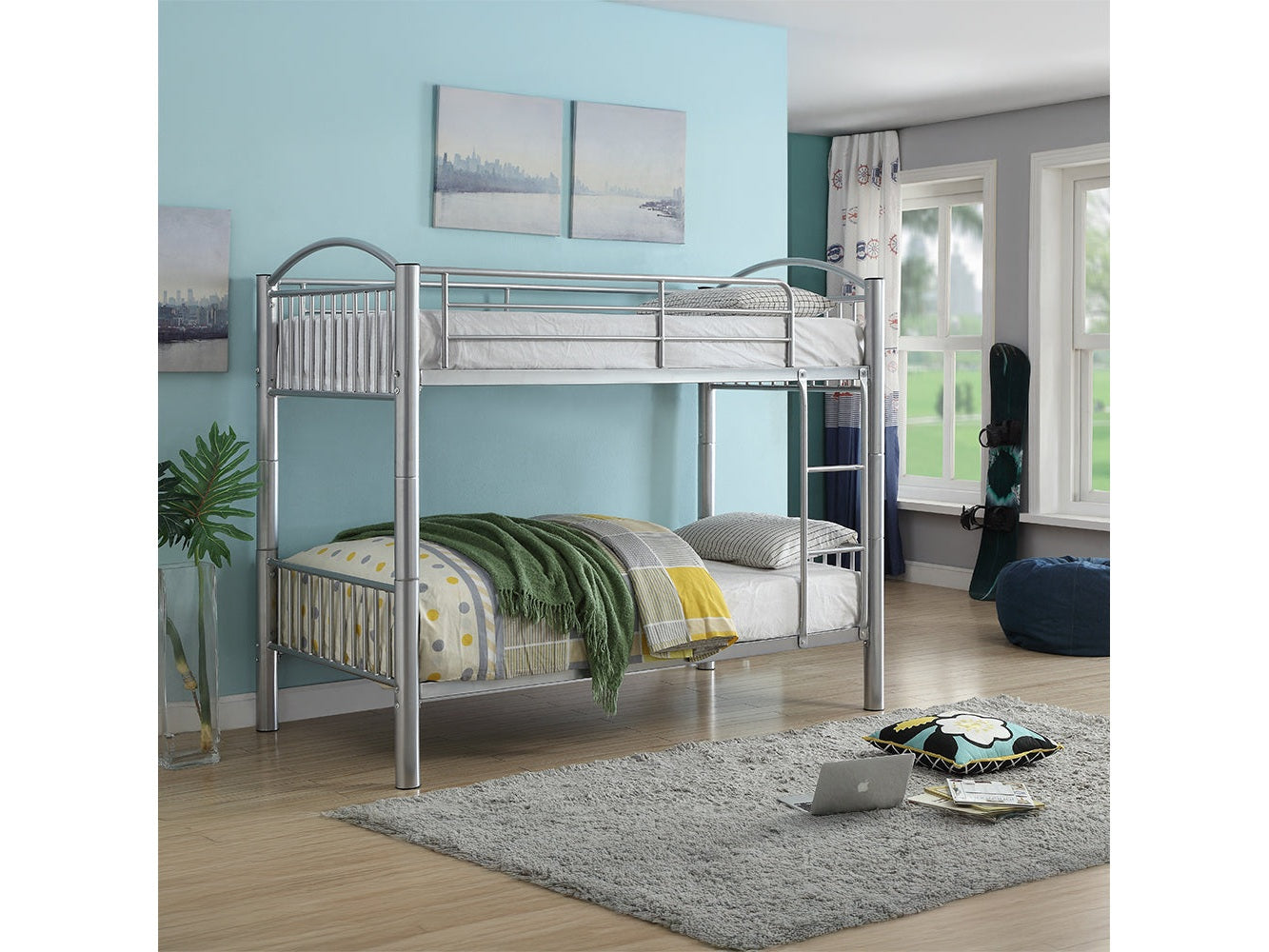 Cayelynn Silver Bunk Bed (Twin/Twin) - Ornate Home