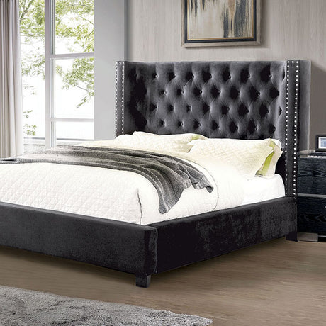 Cayla Dark Gray E.King Bed - Ornate Home