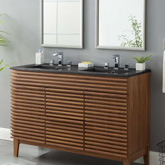 Cayman Black 48" Double Basin Bathroom Sink - Ornate Home