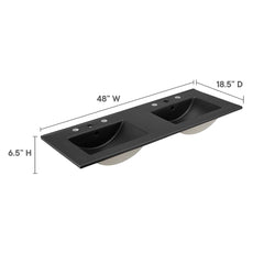 Cayman Black 48" Double Basin Bathroom Sink - Ornate Home