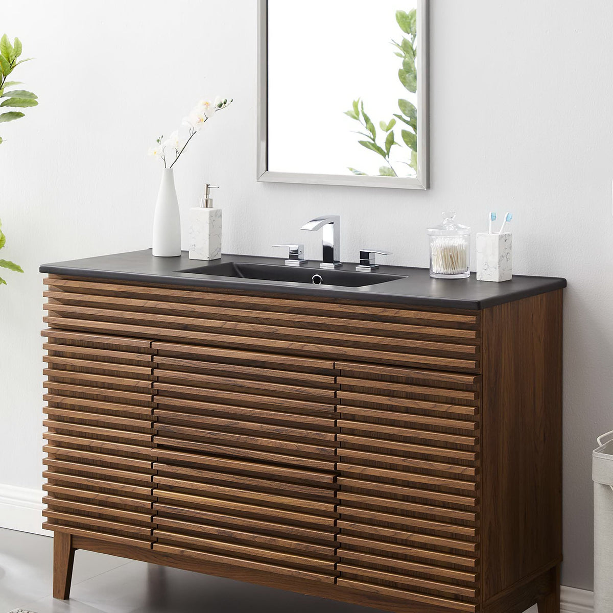 Cayman Black 48" Single Basin Bathroom Sink - Ornate Home