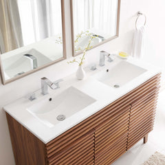 Cayman White 48" Double Basin Bathroom Sink - Ornate Home