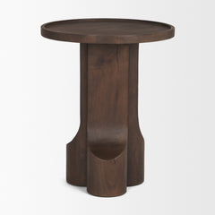 Cayson Dark Brown Sculptural Round Accent Table - Ornate Home