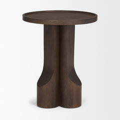 Cayson Dark Brown Sculptural Round Accent Table - Ornate Home
