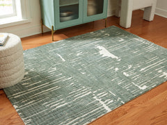Cayworth Teal/White 5' x 7' Rug - Ornate Home