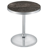 Cazen Grey Round Faux Marble Top Pedestal Side Table - Ornate Home