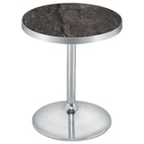 Cazen Grey Round Faux Marble Top Pedestal Side Table - Ornate Home