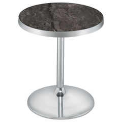 Cazen Grey Round Faux Marble Top Pedestal Side Table - Ornate Home