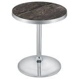 Cazen Grey Round Faux Marble Top Pedestal Side Table - Ornate Home