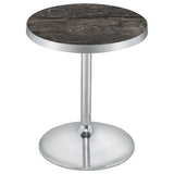 Cazen Grey Round Faux Marble Top Pedestal Side Table - Ornate Home