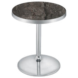 Cazen Grey Round Faux Marble Top Pedestal Side Table - Ornate Home
