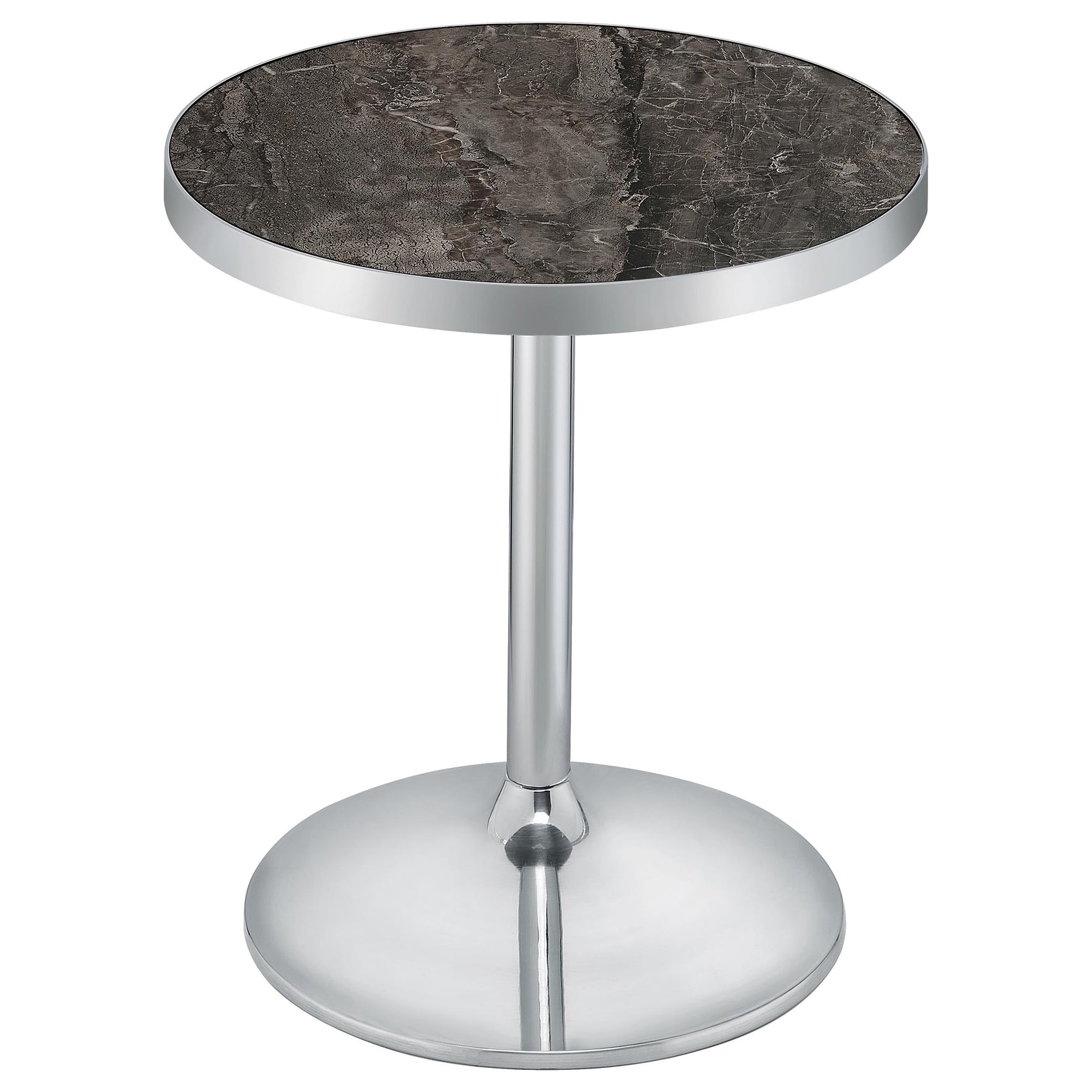 Cazen Grey Round Faux Marble Top Pedestal Side Table - Ornate Home