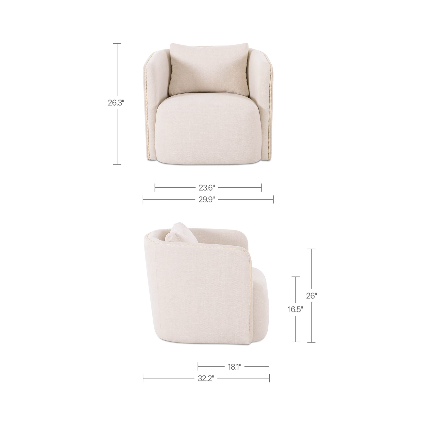 Cecil Warm White Accent Chair - Ornate Home