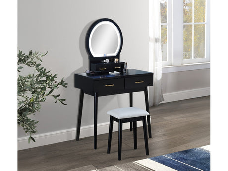 Cecilia Black Vanity Table & Stool - Ornate Home