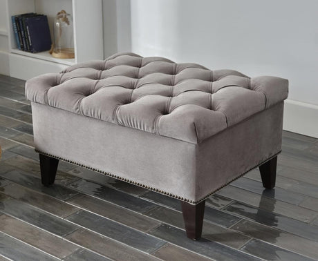 Cecilia Grey Storage Ottoman - Ornate Home