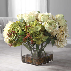 Cecily Green/White Hydrangea Bouquet - Ornate Home