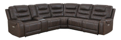 Cedar Brown Fabric 6-Pc Dual Power Reclining Sectional with 2 Power Recliners - Ornate Home