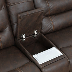 Cedar Brown Fabric 6-Pc Dual Power Reclining Sectional with 2 Power Recliners - Ornate Home