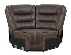 Cedar Brown Fabric 6-Pc Dual Power Reclining Sectional with 2 Power Recliners - Ornate Home