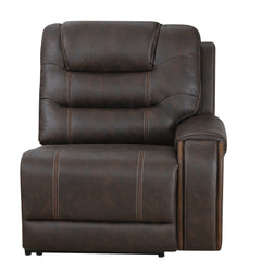 Cedar Brown Fabric 6-Pc Dual Power Reclining Sectional with 2 Power Recliners - Ornate Home