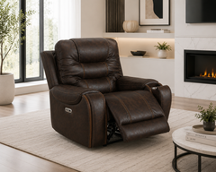 Cedar Brown Fabric Dual Power Reclining Chair - Ornate Home