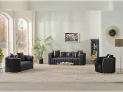Ceko Black 3-pieces (Sofa & Loveseat & Chair) Living Room Set - Ornate Home