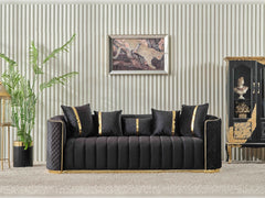 Ceko Black 3-pieces (Sofa & Loveseat & Chair) Living Room Set - Ornate Home