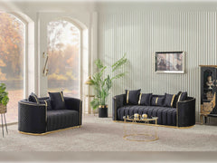 Ceko Black Stationary Loveseat - Ornate Home