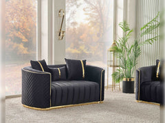 Ceko Black Stationary Loveseat - Ornate Home