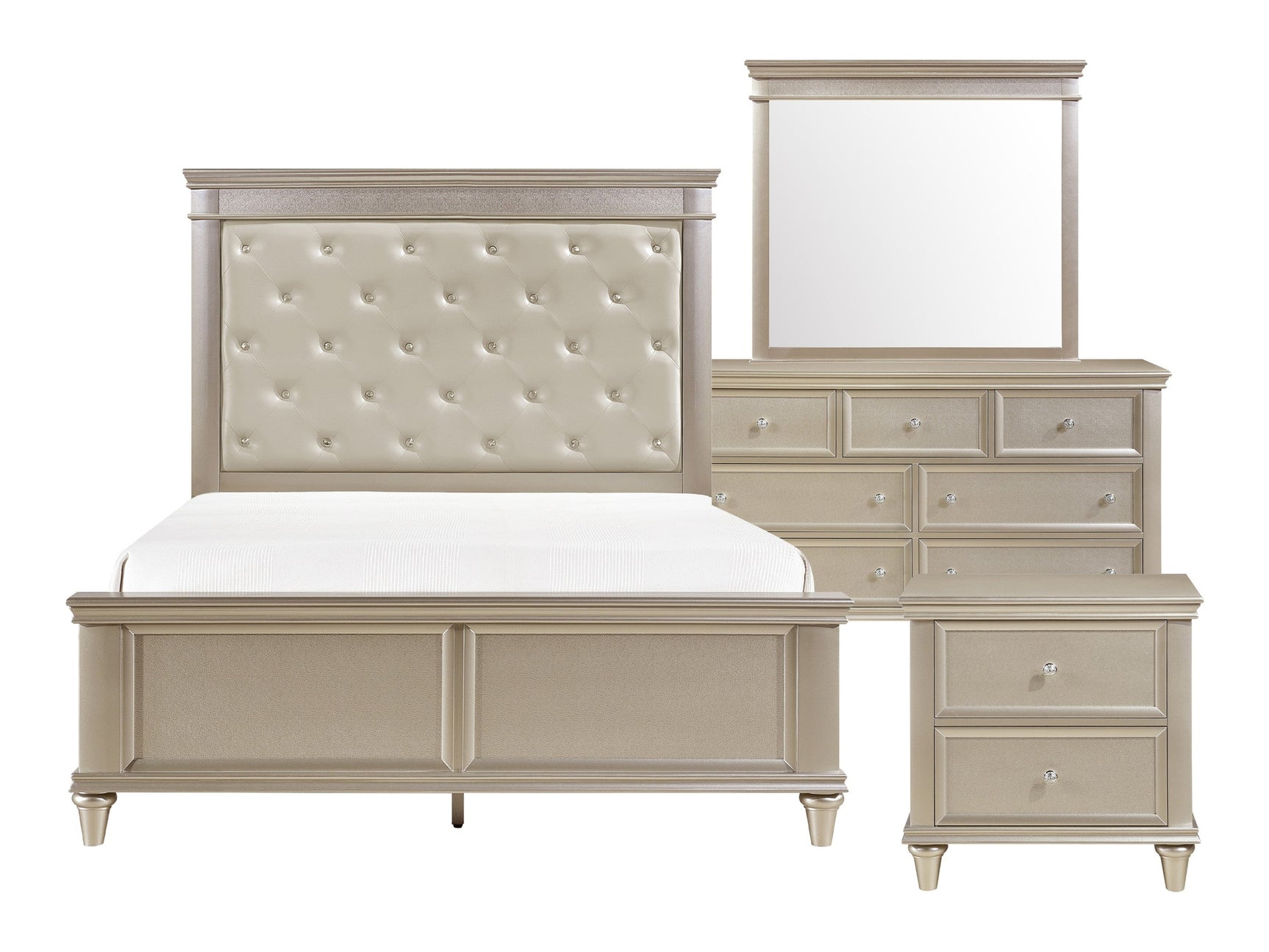 Celandine Off-White/Silver 4-piece Queen Bedroom Set - Ornate Home