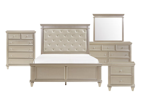 Celandine Off-White/Silver 5-Piece Queen Bedroom Set - Ornate Home