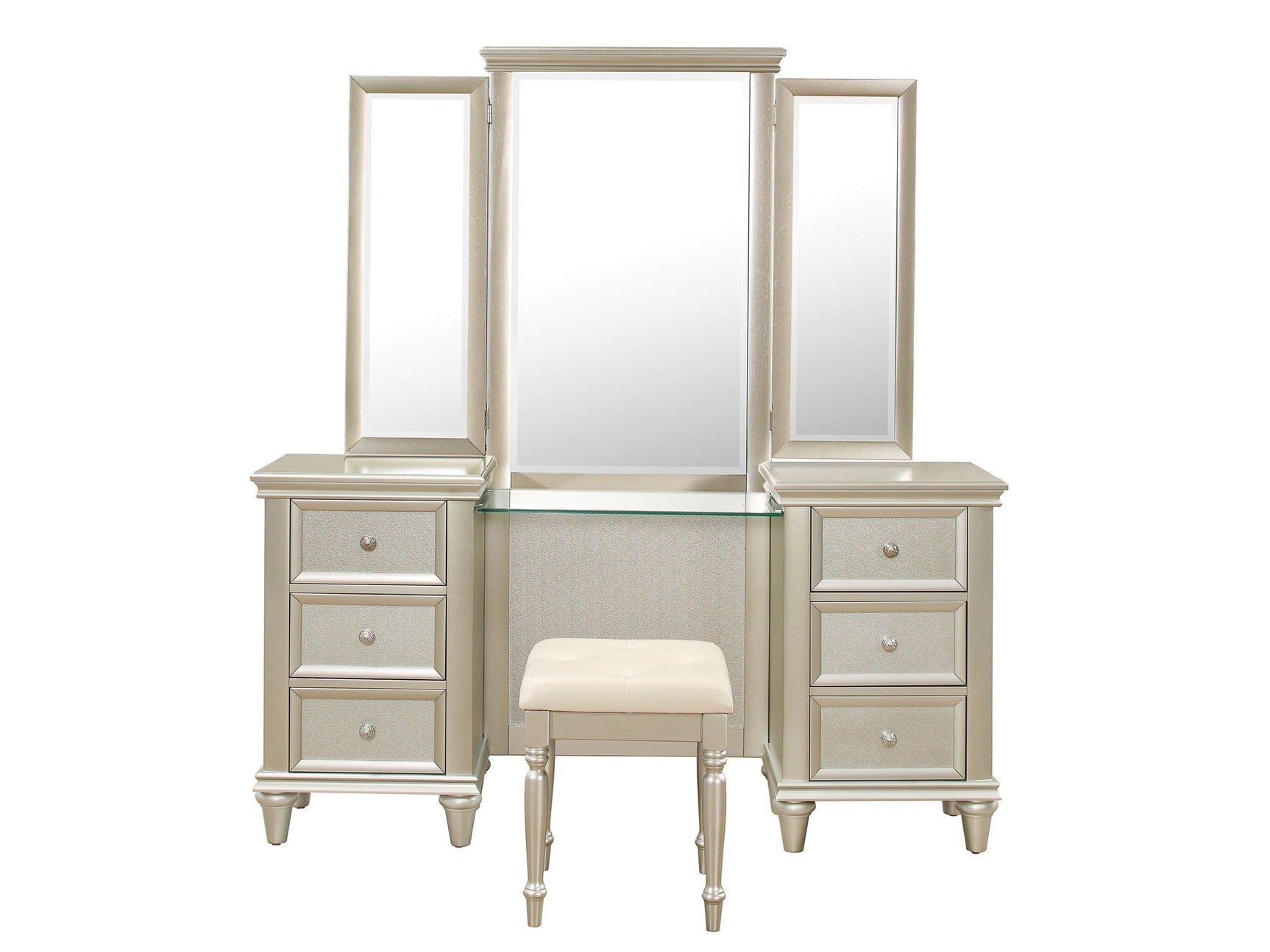 Celandine Silver Vanity Dresser with Mirror - Ornate Home
