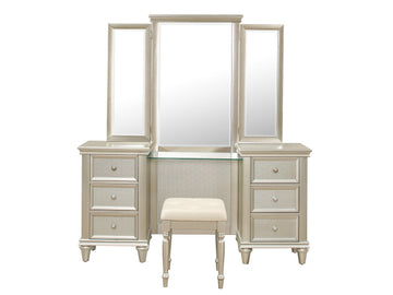 Celandine Silver Vanity Dresser with Mirror - Ornate Home