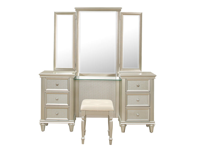 Celandine Silver Vanity Dresser with Mirror - Ornate Home