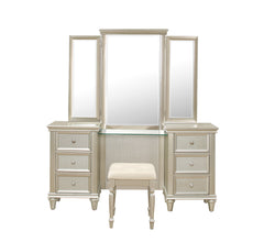 Celandine Silver Vanity Stool - Ornate Home